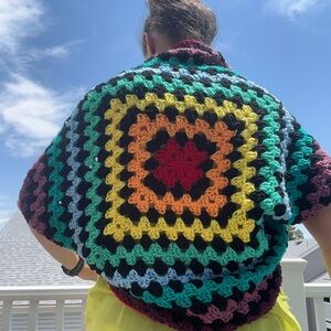 Crochet rainbow cocoon sweater
